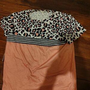 Pink and Leopard Print Top